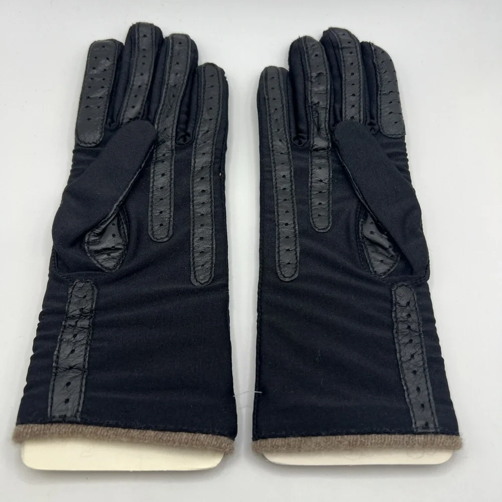 Vintage Isotoner Cashmere Lined Gloves Black Never Worn Original Box One Size - Picture 4 of 7